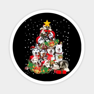 Siberian Husky Christmas Tree Magnet